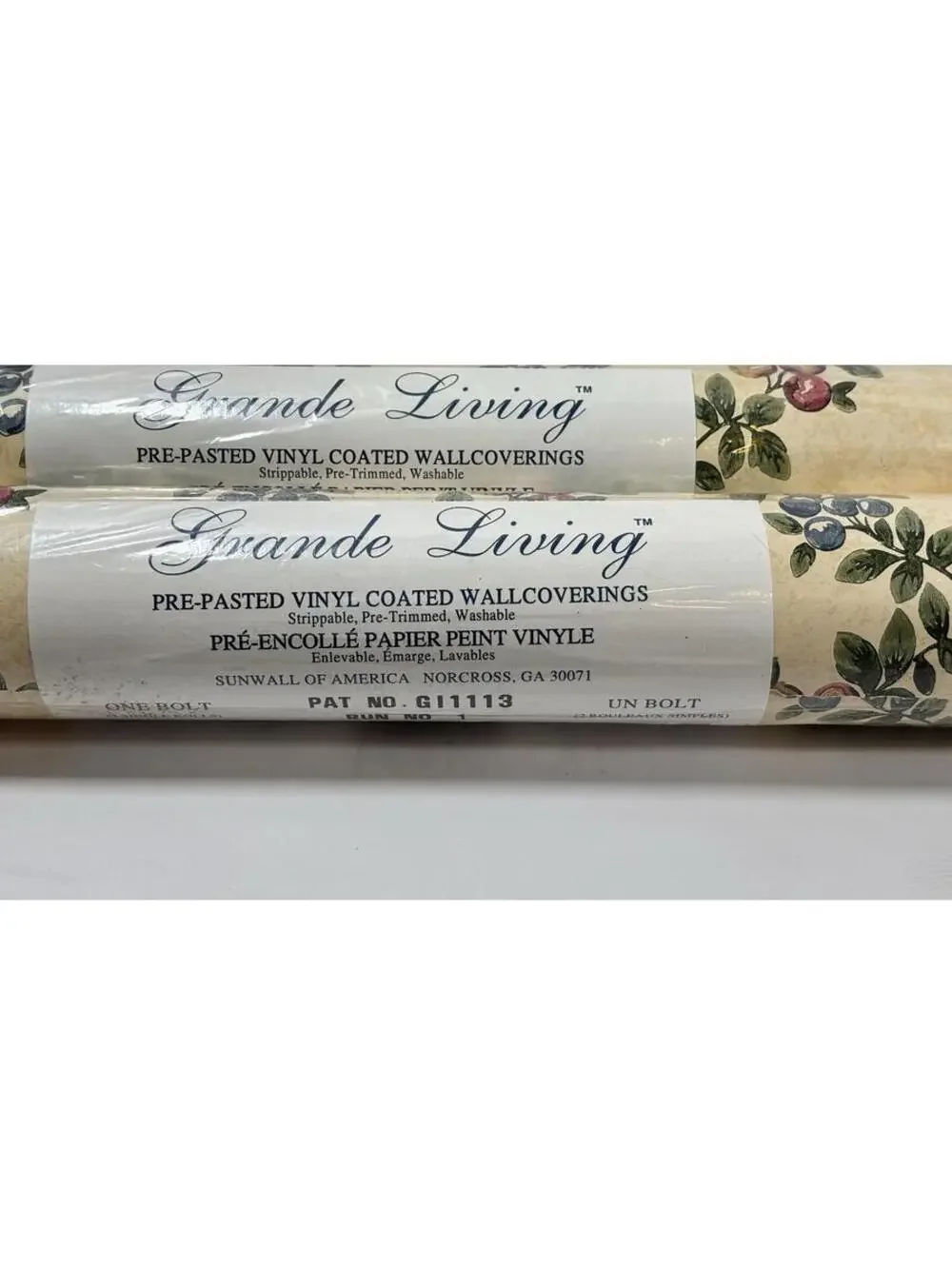 Set Of 2 VTG Grande Living Pre Pasted Floral Wallpaper 56.37 Sq Ft